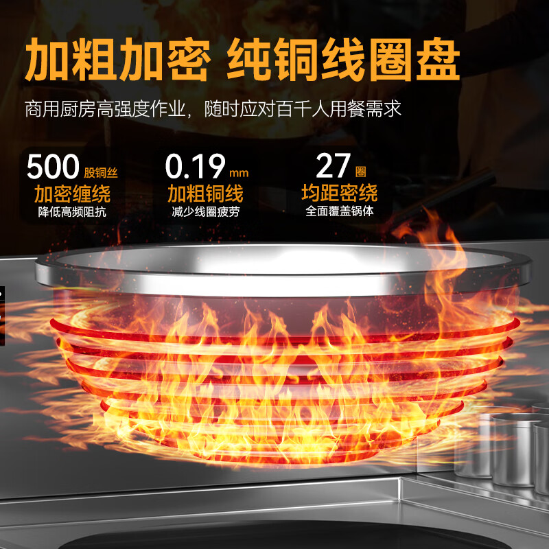 麥大廚工程款304材質(zhì)電磁雙頭單尾小炒爐16kw
